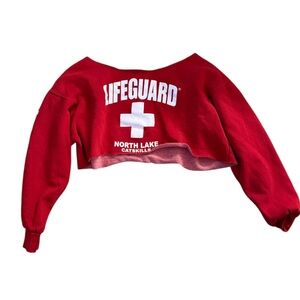 Red Lifeguard Cropped Sweatshirt